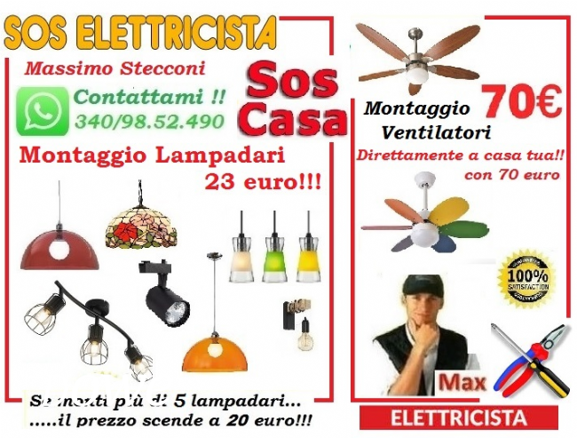 Vendita montaggio lampadario ventilatore roma 