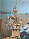 Vendita lampadario dorato con gocce di cristallo 