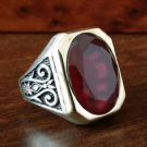 anello argento 925 spinello color rubino